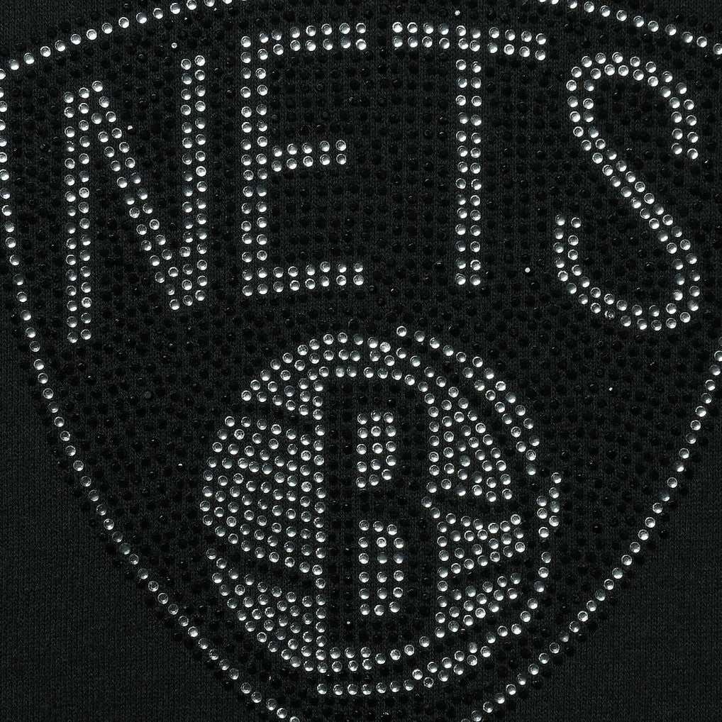 Brooklyn Nets DKNY Sport Women's Carrie Rhinestone Pullover Sweatshirt Black