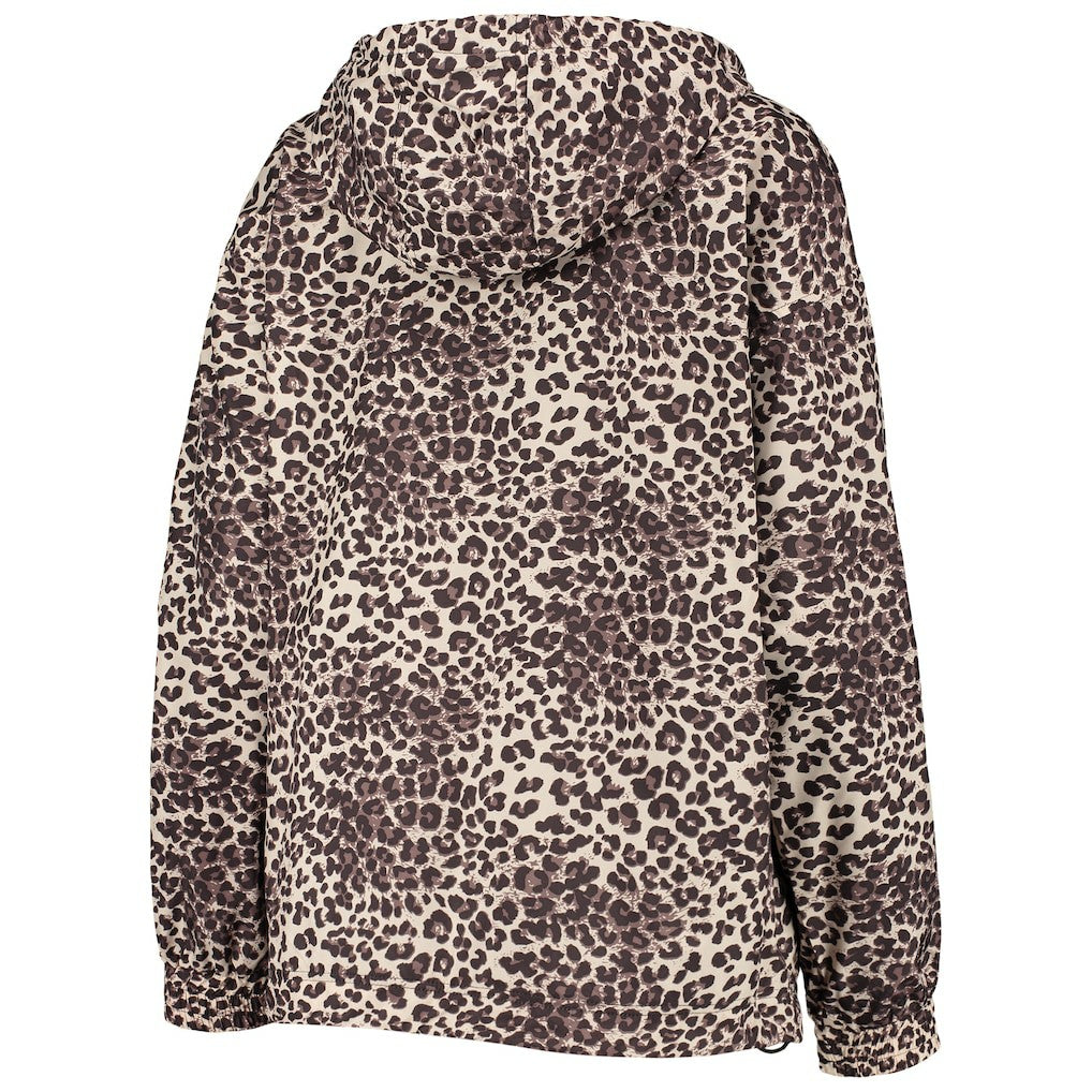 Brooklyn Nets DKNY Sport Women's Gabriella Windbreaker Half-Zip Hoodie Leopard