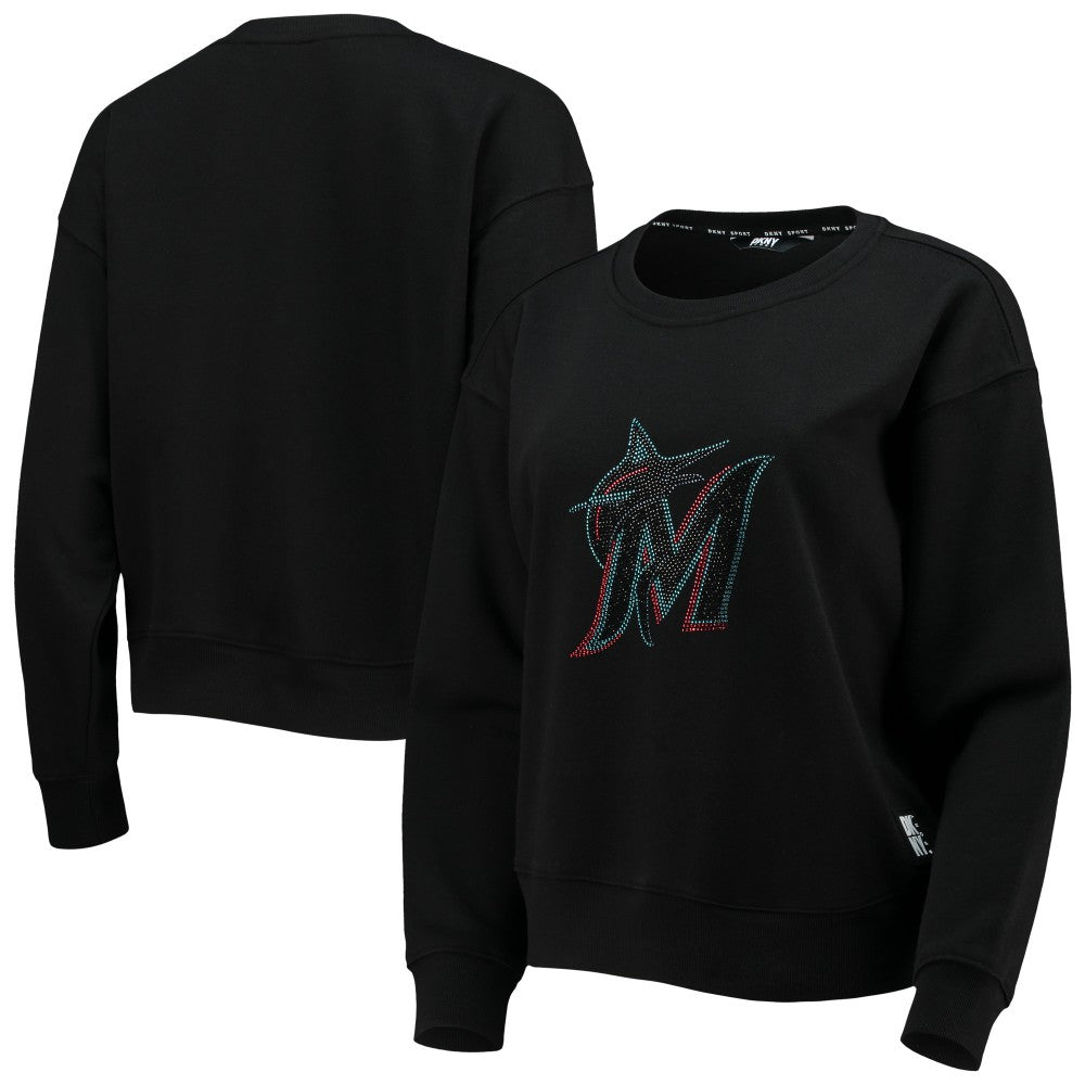 Miami Marlins DKNY Sport Women's Carrie Pullover Sweatshirt - Black - MLB Discount