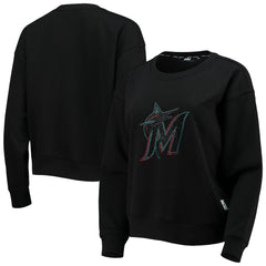 Miami Marlins DKNY Sport Women's Carrie Pullover Sweatshirt - Black - MLB Discount