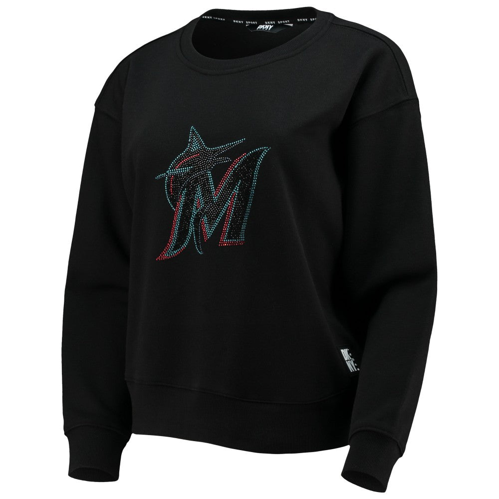 Miami Marlins DKNY Sport Women's Carrie Pullover Sweatshirt - Black - MLB Discount