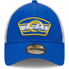 Los Angeles Rams New Era Logo Patch Trucker 9FORTY Snapback Hat Royal/White