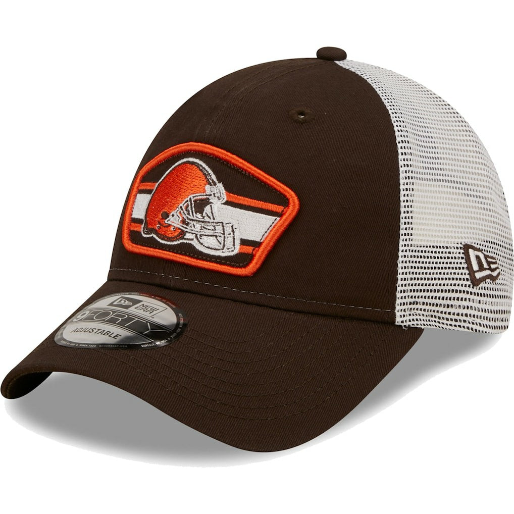 Cleveland Browns New Era Logo Patch Trucker 9FORTY Snapback Hat Brown/White