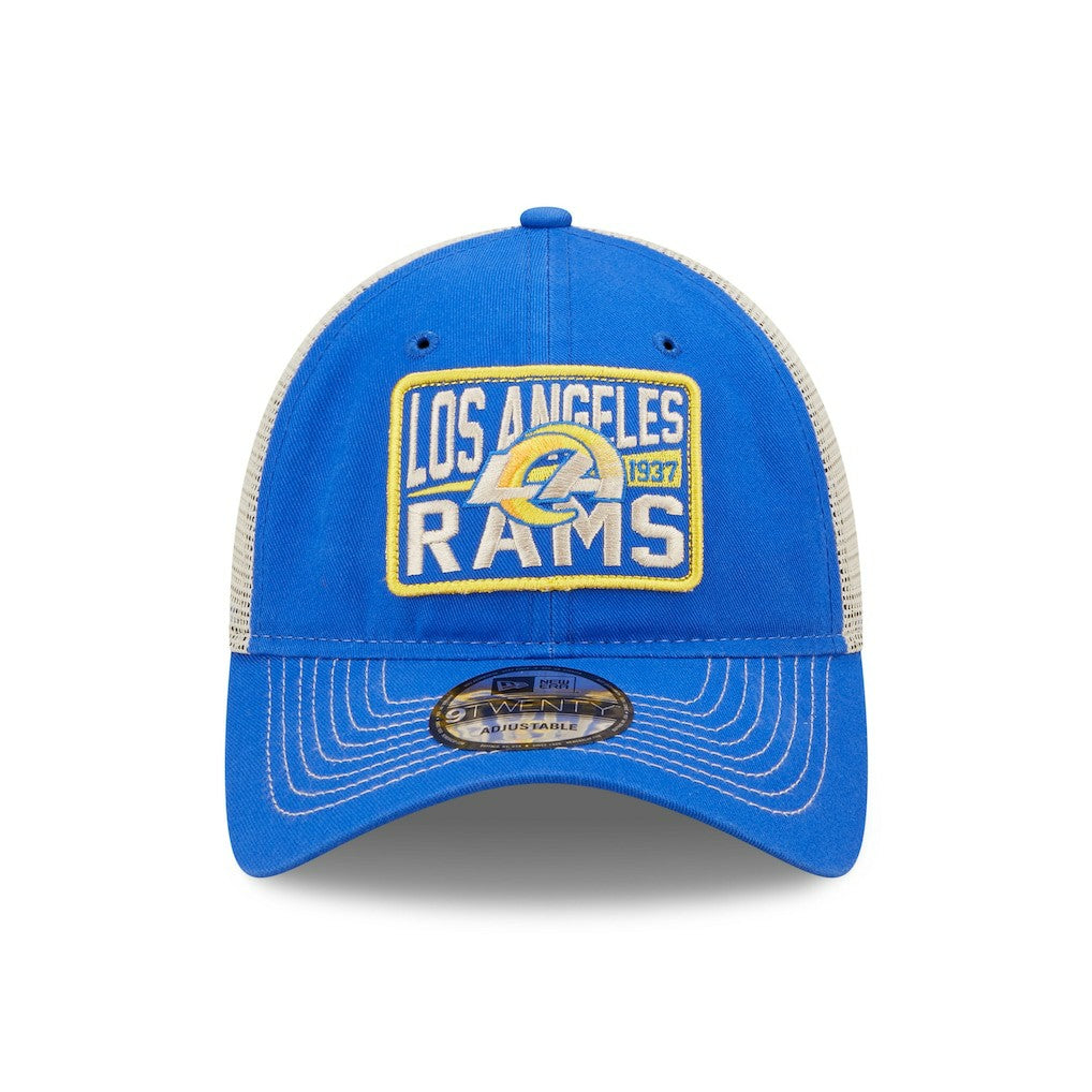 Los Angeles Rams New Era Devoted Trucker 9TWENTY Snapback Hat Royal/Natural