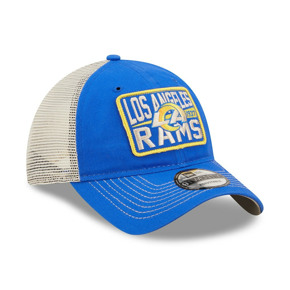 Los Angeles Rams New Era Devoted Trucker 9TWENTY Snapback Hat Royal/Natural