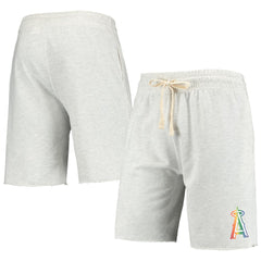 Los Angeles Angels Concepts Sport Mainstream Logo Terry Tri-Blend Shorts - Oatmeal - MLB Lifestyle