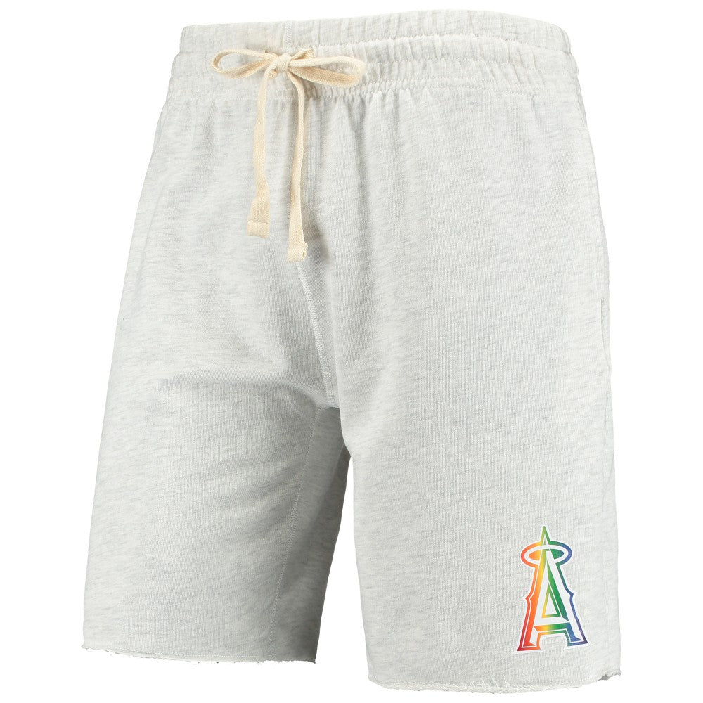Los Angeles Angels Concepts Sport Mainstream Logo Terry Tri-Blend Shorts - Oatmeal - MLB Lifestyle