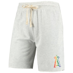 Los Angeles Angels Concepts Sport Mainstream Logo Terry Tri-Blend Shorts - Oatmeal - MLB Lifestyle