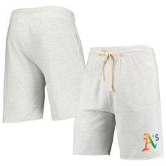 Athletics Concepts Sport Mainstream Logo Terry Tri-Blend Shorts - Oatmeal - MLB on Sale