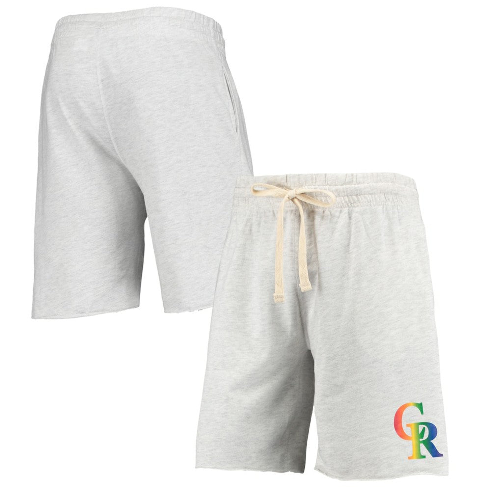 Colorado Rockies Concepts Sport Mainstream Logo Terry Tri-Blend Shorts - Oatmeal - MLB on Sale