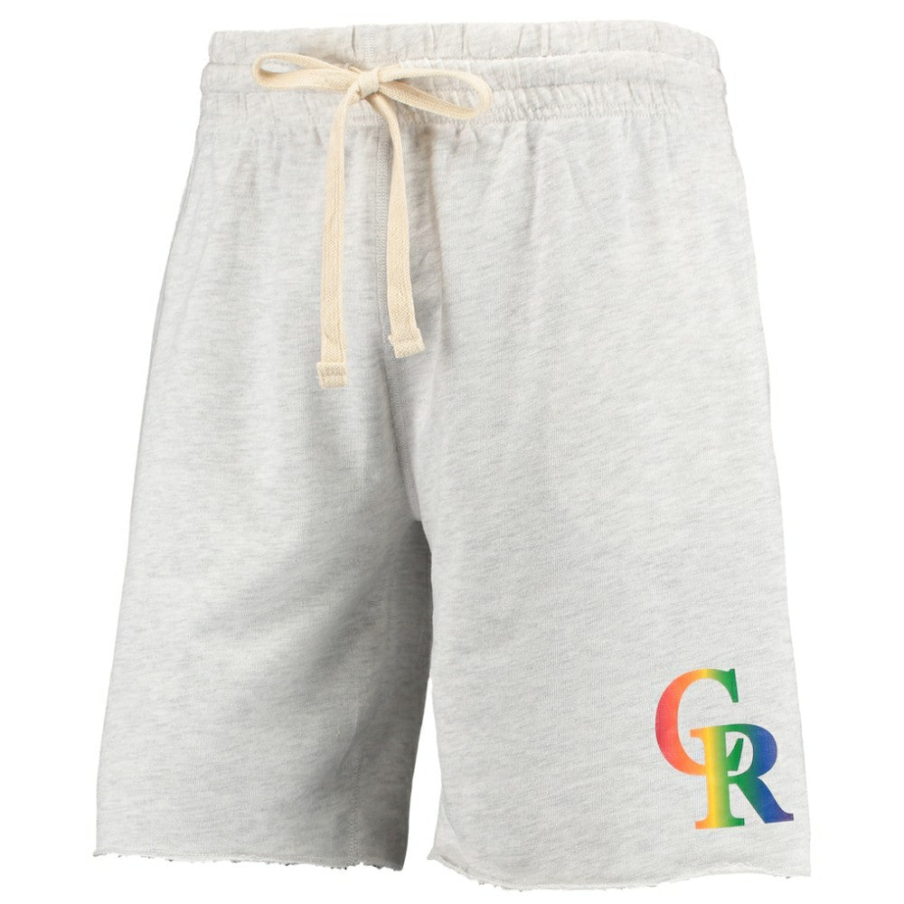 Colorado Rockies Concepts Sport Mainstream Logo Terry Tri-Blend Shorts - Oatmeal - MLB on Sale