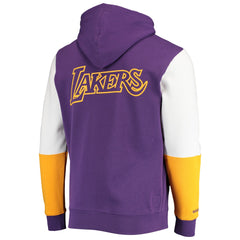 Los Angeles Lakers Hardwood Classics Fusion 2.0 Colorblock Pullover Hoodie Purple | Mitchell & Ness US