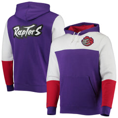Toronto Raptors Hardwood Classics Fusion 2.0 Colorblock Pullover Hoodie Purple | Mitchell & Ness US