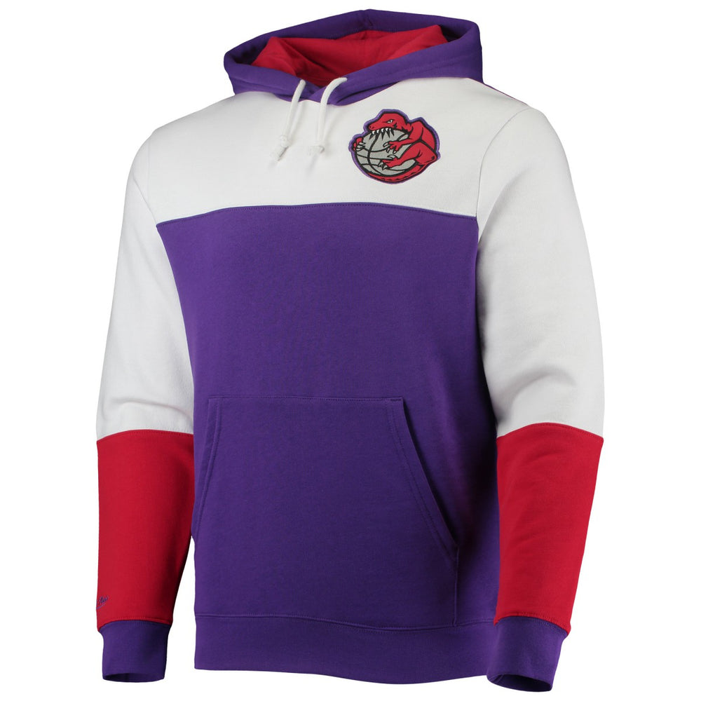 Toronto Raptors Hardwood Classics Fusion 2.0 Colorblock Pullover Hoodie Purple | Mitchell & Ness US