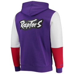 Toronto Raptors Hardwood Classics Fusion 2.0 Colorblock Pullover Hoodie Purple | Mitchell & Ness US