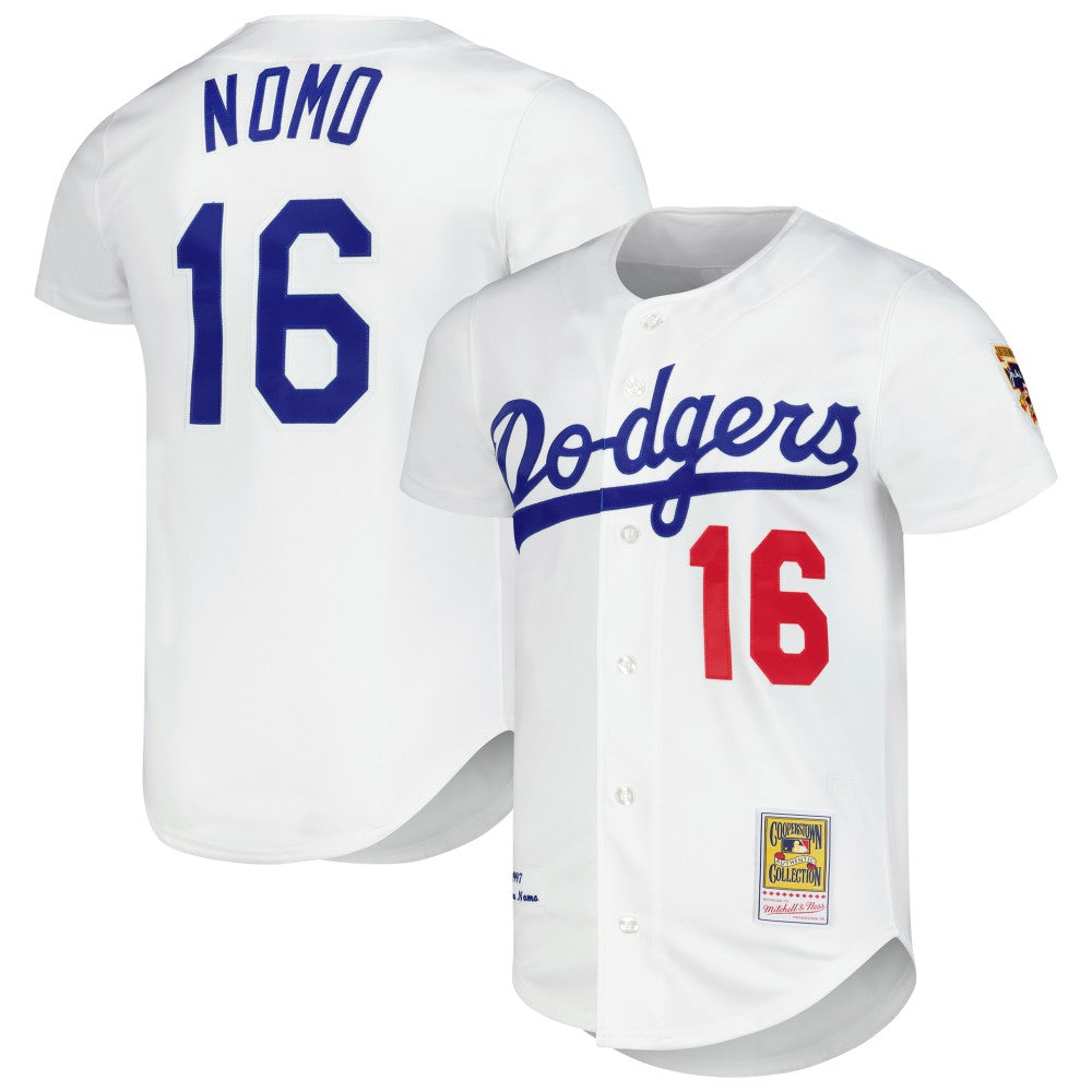 Hideo Nomo Los Angeles Dodgers Mitchell & Ness Cooperstown Collection Authentic Jersey - White - Mitchell & Ness on Sale