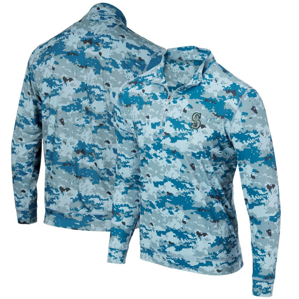 Seattle Mariners Digital Camo Performance Quarter-Zip Pullover Jacket - Blue - MLB Online