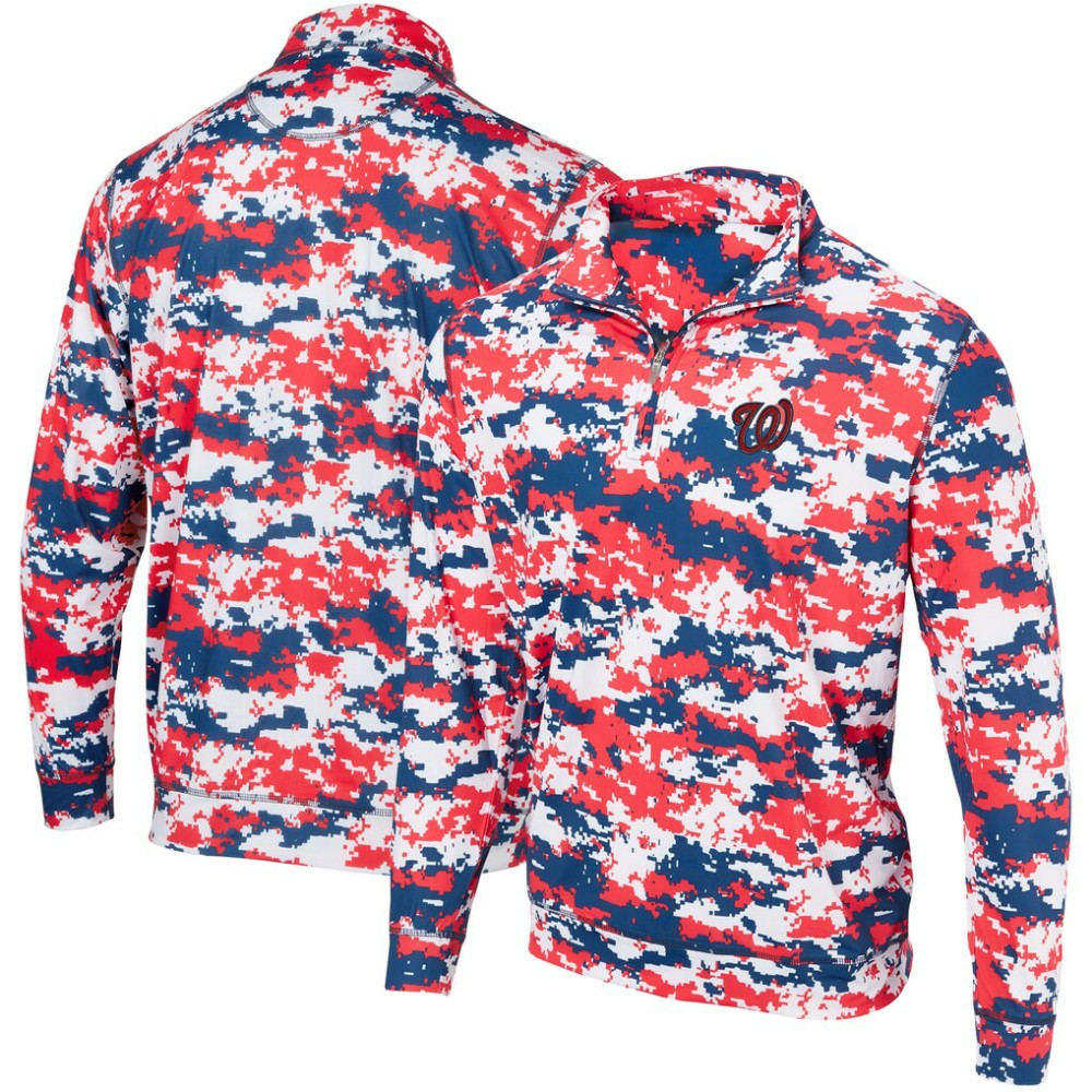 Washington Nationals Digital Camo Performance Quarter-Zip Pullover Jacket - Red - MLB Lifestyle