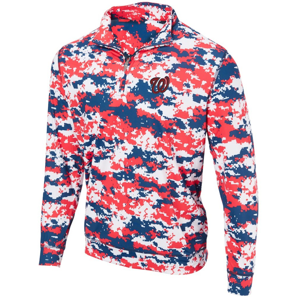 Washington Nationals Digital Camo Performance Quarter-Zip Pullover Jacket - Red - MLB Lifestyle