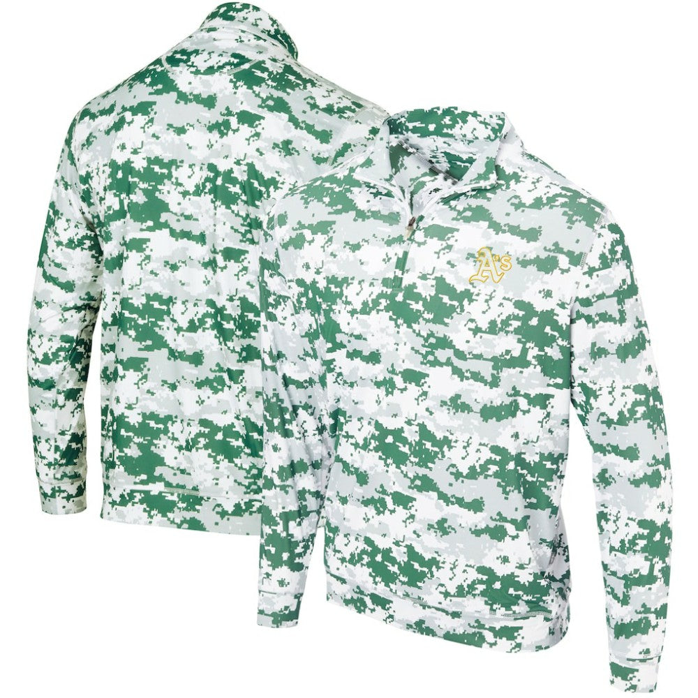 Athletics Digital Camo Performance Quarter-Zip Pullover Jacket - Green - MLB Sale