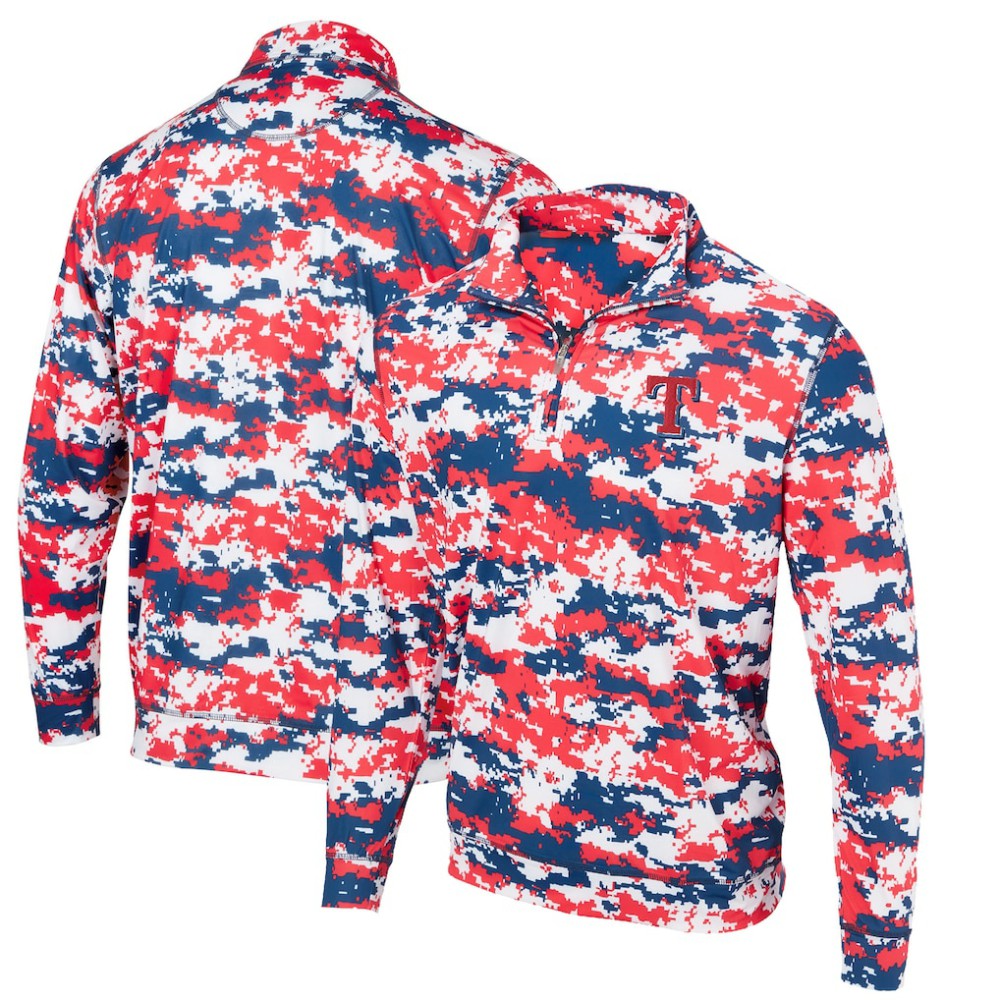 Texas Rangers Digital Camo Performance Quarter-Zip Pullover Jacket - Red - MLB Discount