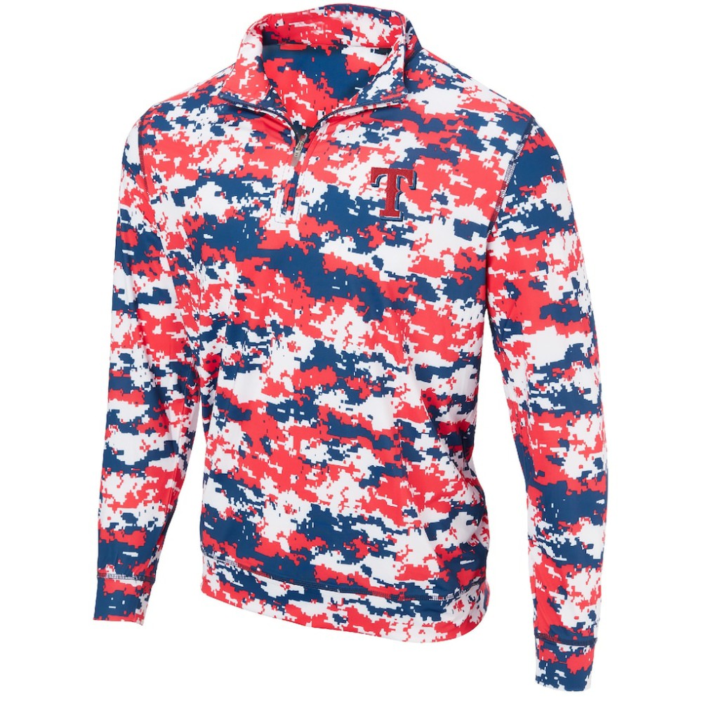Texas Rangers Digital Camo Performance Quarter-Zip Pullover Jacket - Red - MLB Discount