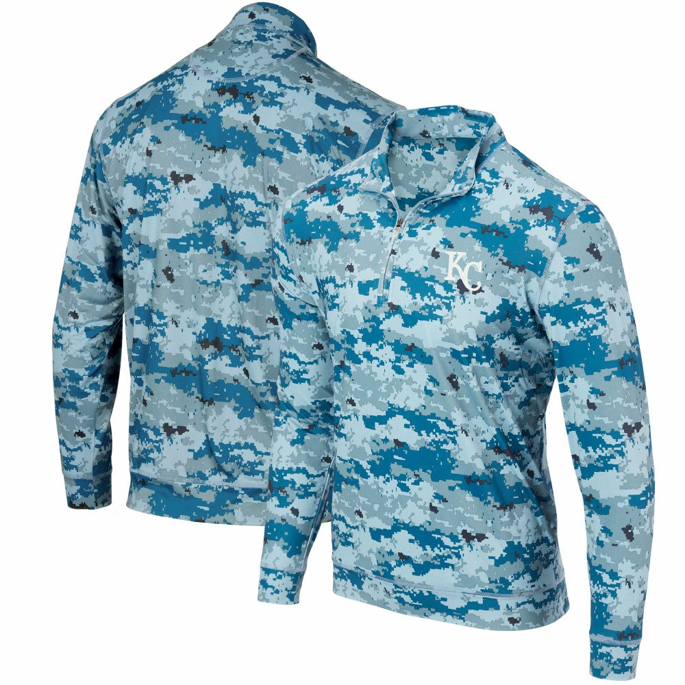Kansas City Royals Digital Camo Performance Quarter-Zip Pullover Jacket - Royal - MLB Sale