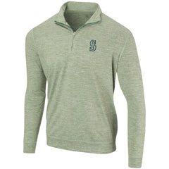 Seattle Mariners Peached Marled Yarn Quarter-Zip Pullover Jacket - Heathered Green - MLB Discount