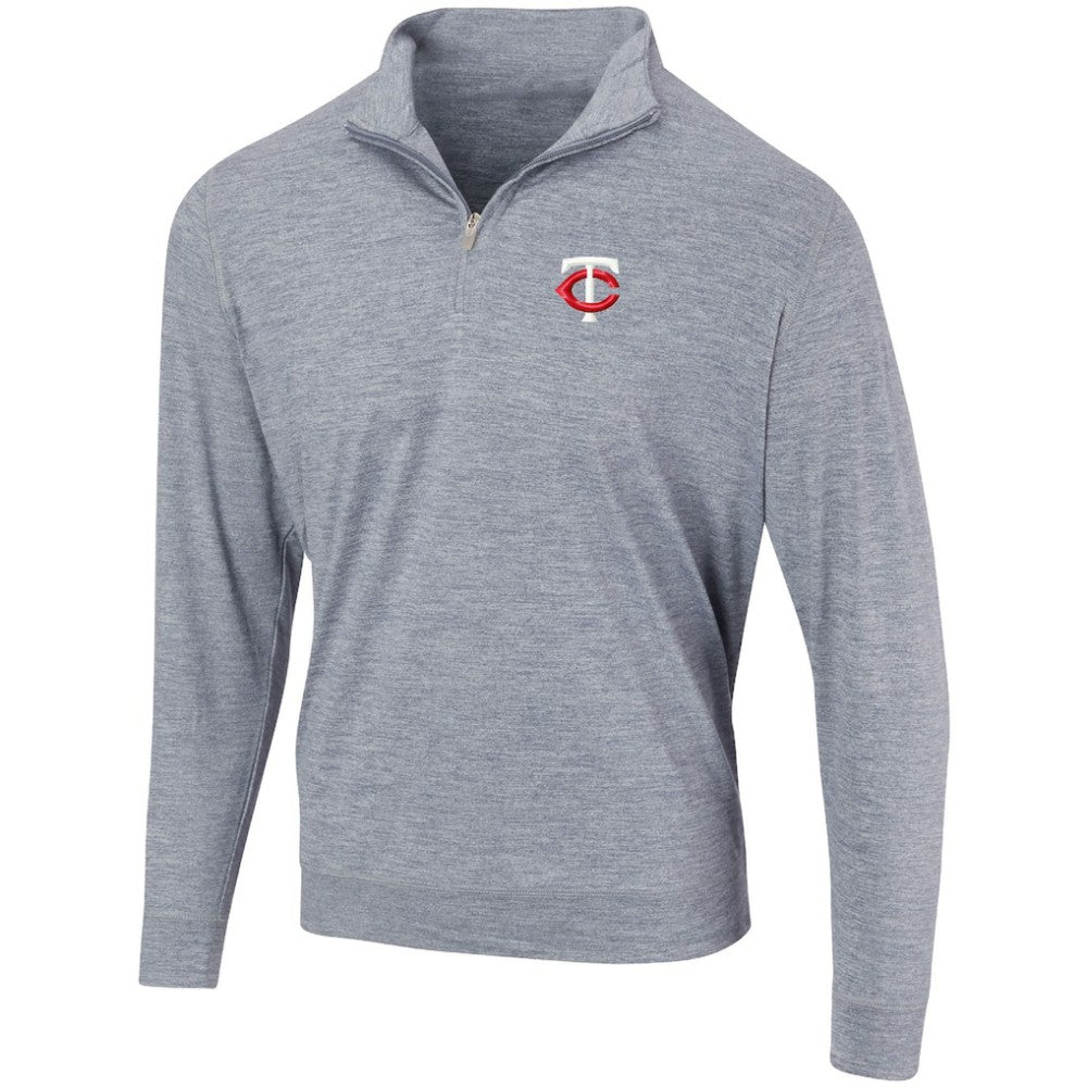 Minnesota Twins Peached Marled Yarn Quarter-Zip Pullover Jacket - Heathered Navy - MLB Discount