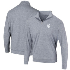 New York Yankees Peached Marled Yarn Quarter-Zip Pullover Jacket - Heathered Navy - MLB Online