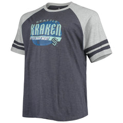 Seattle Kraken Big & Tall Raglan T-Shirt - Heathered Deep Sea Blue - NHL 4672923