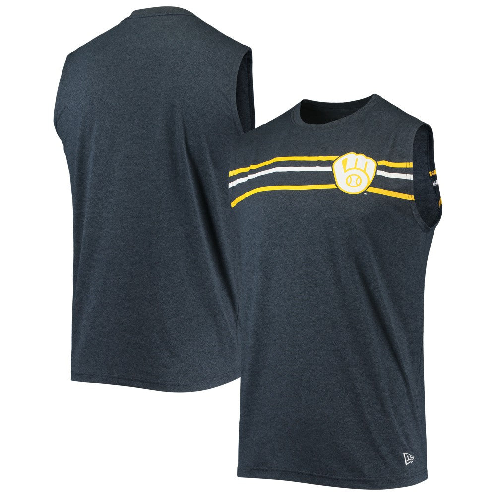 Milwaukee Brewers New Era Muscle Tank Top - Heathered Navy - New Era Lifestyle