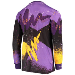 Los Angeles Lakers Hardwood Classics Hyper Hoops Moto Sublimated Long Sleeve T-Shirt Purple | Mitchell & Ness Lifestyle