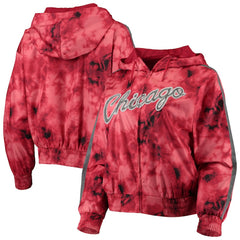 Chicago Bulls Women's Galaxy Sublimated Windbreaker Pullover Full-Zip Hoodie for sale Red | Mitchell & Ness online