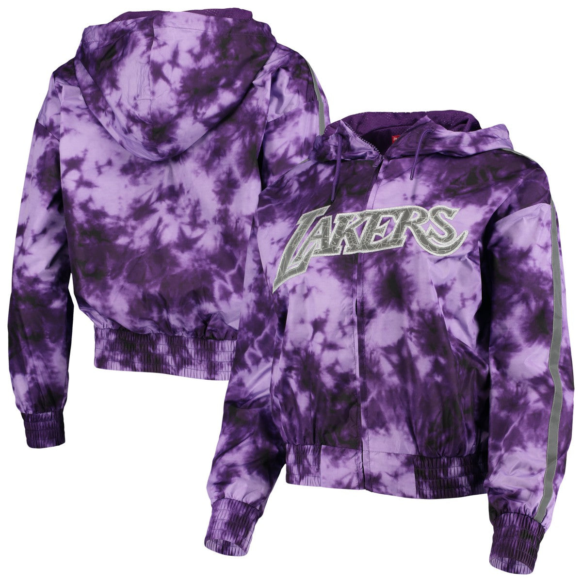 Los Angeles Lakers Women's Galaxy Sublimated Windbreaker Pullover Full-Zip Hoodie Purple | Mitchell & Ness discount