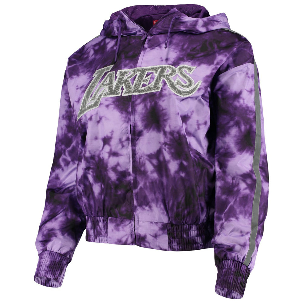 Los Angeles Lakers Women's Galaxy Sublimated Windbreaker Pullover Full-Zip Hoodie Purple | Mitchell & Ness discount