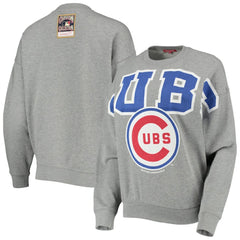 Chicago Cubs Mitchell & Ness Women's Cooperstown Collection Logo Lightweight Pullover Sweatshirt - Heathered Gray - Mitchell & Ness Discount