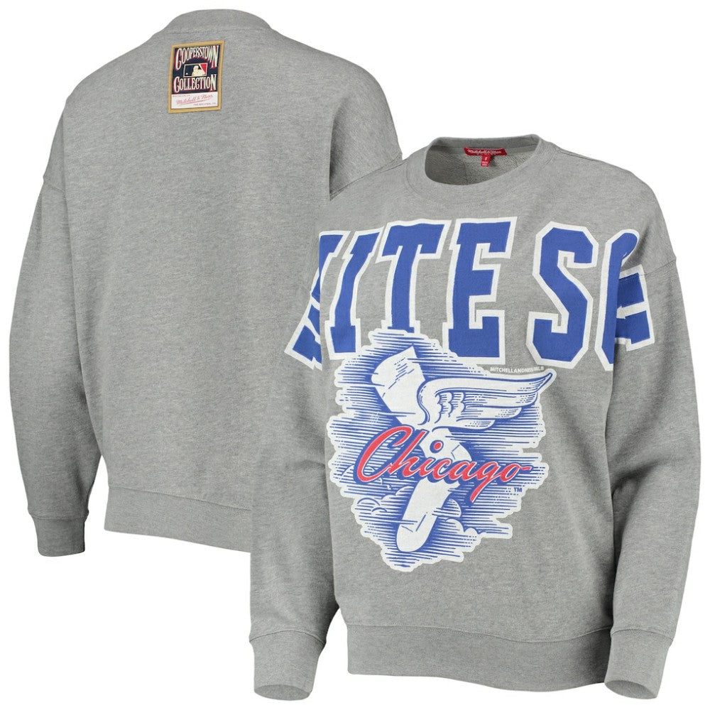 Chicago White Sox Mitchell & Ness Women's Cooperstown Collection Logo Lightweight Pullover Sweatshirt - Heathered Gray - Mitchell & Ness Sale