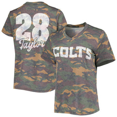 Jonathan Taylor Indianapolis Colts Majestic Threads Women's Name & Number V-Neck Tri-Blend T-Shirt Camo