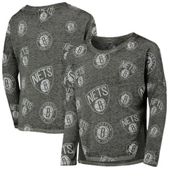 Brooklyn Nets Girls Youth Back in Action Long Sleeve T-Shirt Heathered Black
