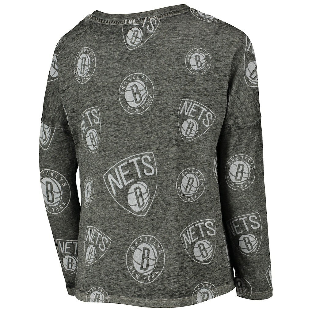 Brooklyn Nets Girls Youth Back in Action Long Sleeve T-Shirt Heathered Black