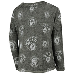 Brooklyn Nets Girls Youth Back in Action Long Sleeve T-Shirt Heathered Black