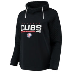 Chicago Cubs Levelwear Women's Vega Funnel Neck Raglan Pullover Sweatshirt - Black - MLB Lifestyle