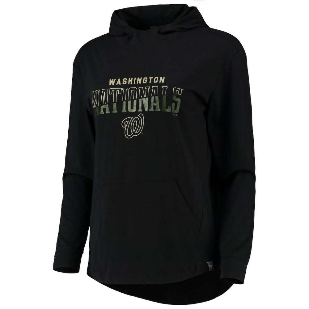 Washington Nationals Levelwear Women's Vivid Scuba Neck Pullover Hoodie - Black - MLB Lifestyle