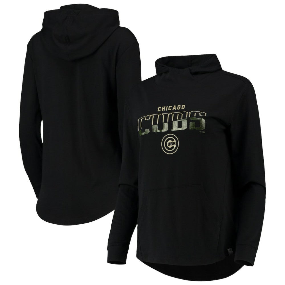 Chicago Cubs Levelwear Women's Vivid Scuba Neck Pullover Hoodie - Black - MLB Sale