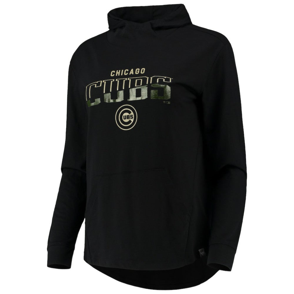 Chicago Cubs Levelwear Women's Vivid Scuba Neck Pullover Hoodie - Black - MLB Sale