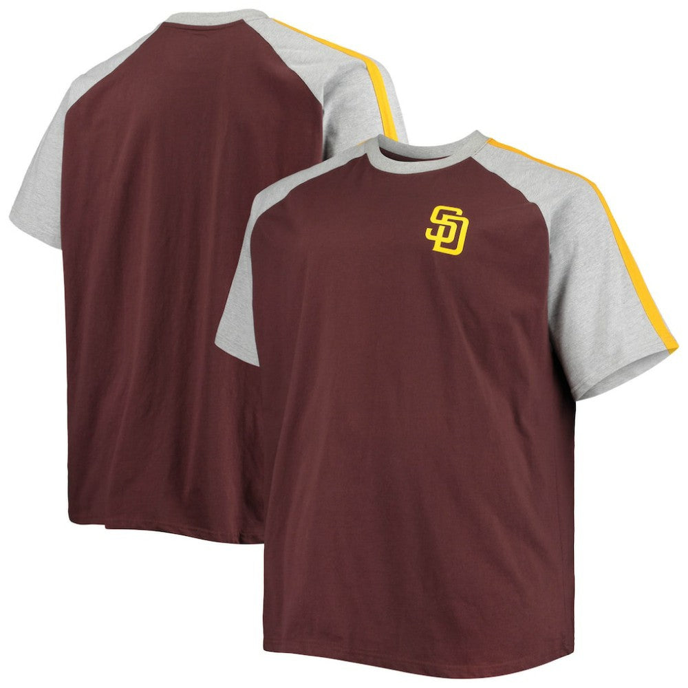 San Diego Padres Big & Tall Circular Raglan T-Shirt - Brown/Heathered Gray - MLB Lifestyle