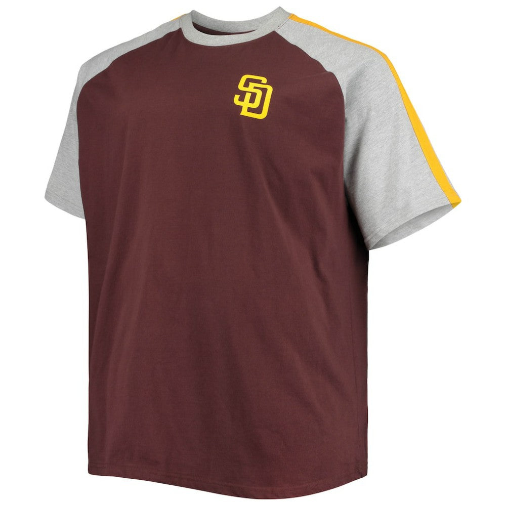San Diego Padres Big & Tall Circular Raglan T-Shirt - Brown/Heathered Gray - MLB Lifestyle