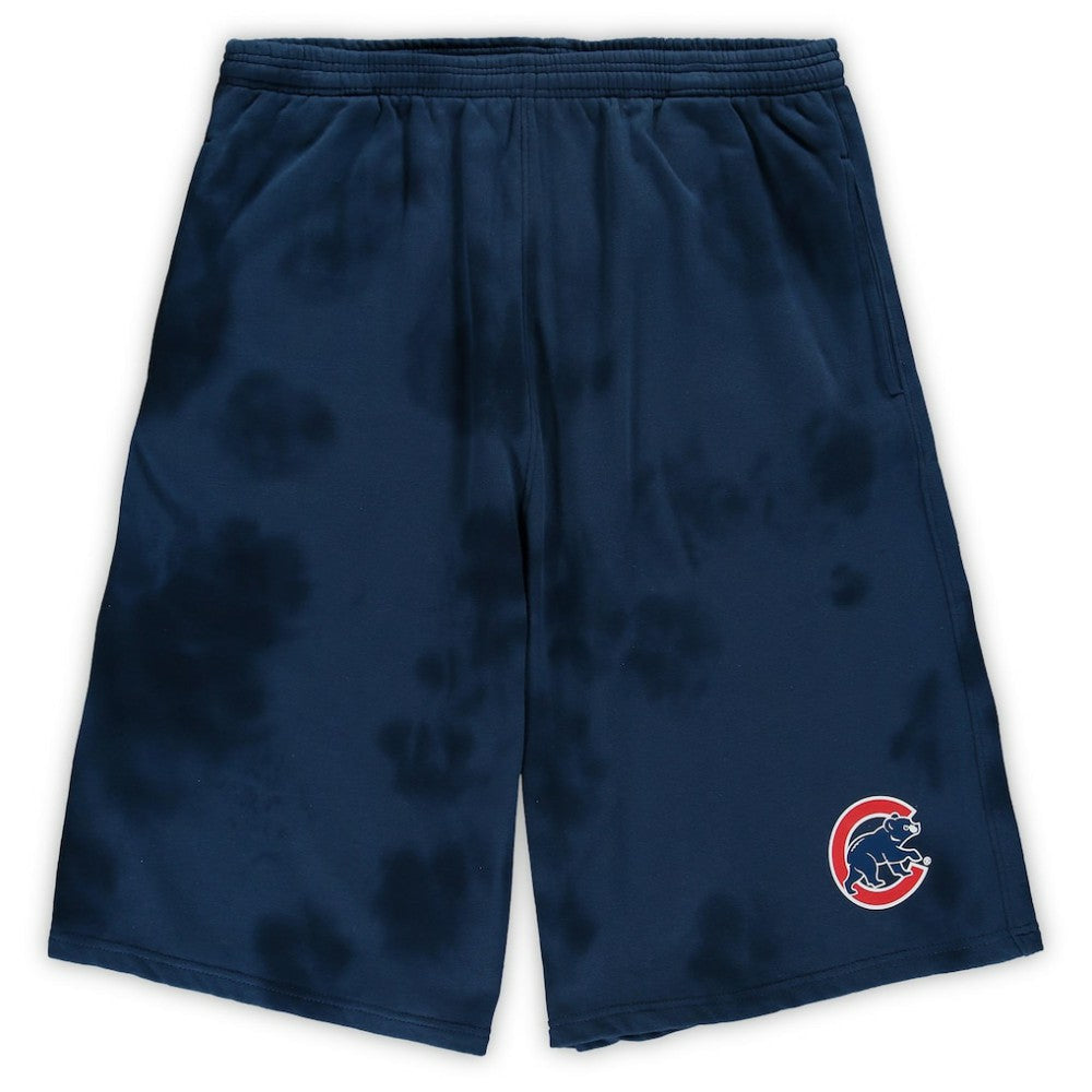 Chicago Cubs Big & Tall Tye Dye Fleece Shorts - Navy - MLB Lifestyle
