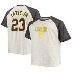 Fernando Tatis Jr. San Diego Padres Big & Tall Name & Number Raglan T-Shirt - Oatmeal/Heathered Charcoal - MLB Sale